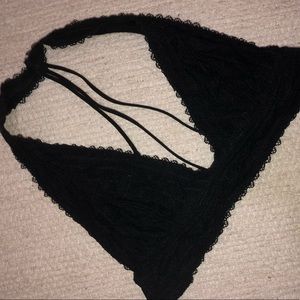 Black lace halter bralette